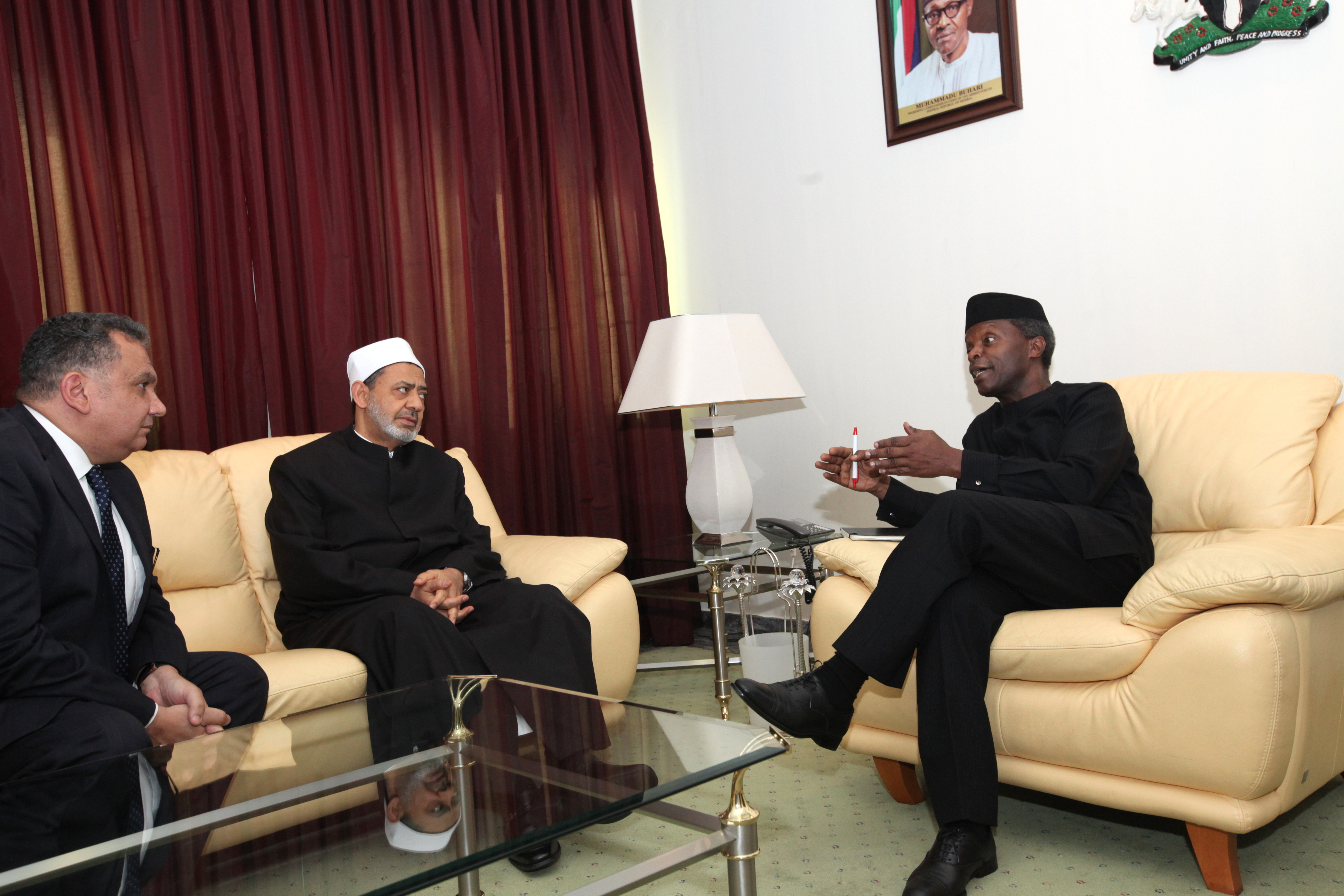 VP Osinbajo Receives His Excellency Dr Ahmed El-Tayeb, Grand Imam Sheikh Al-Azhar From The Arab Republic Of Egypt On 18/05/2016