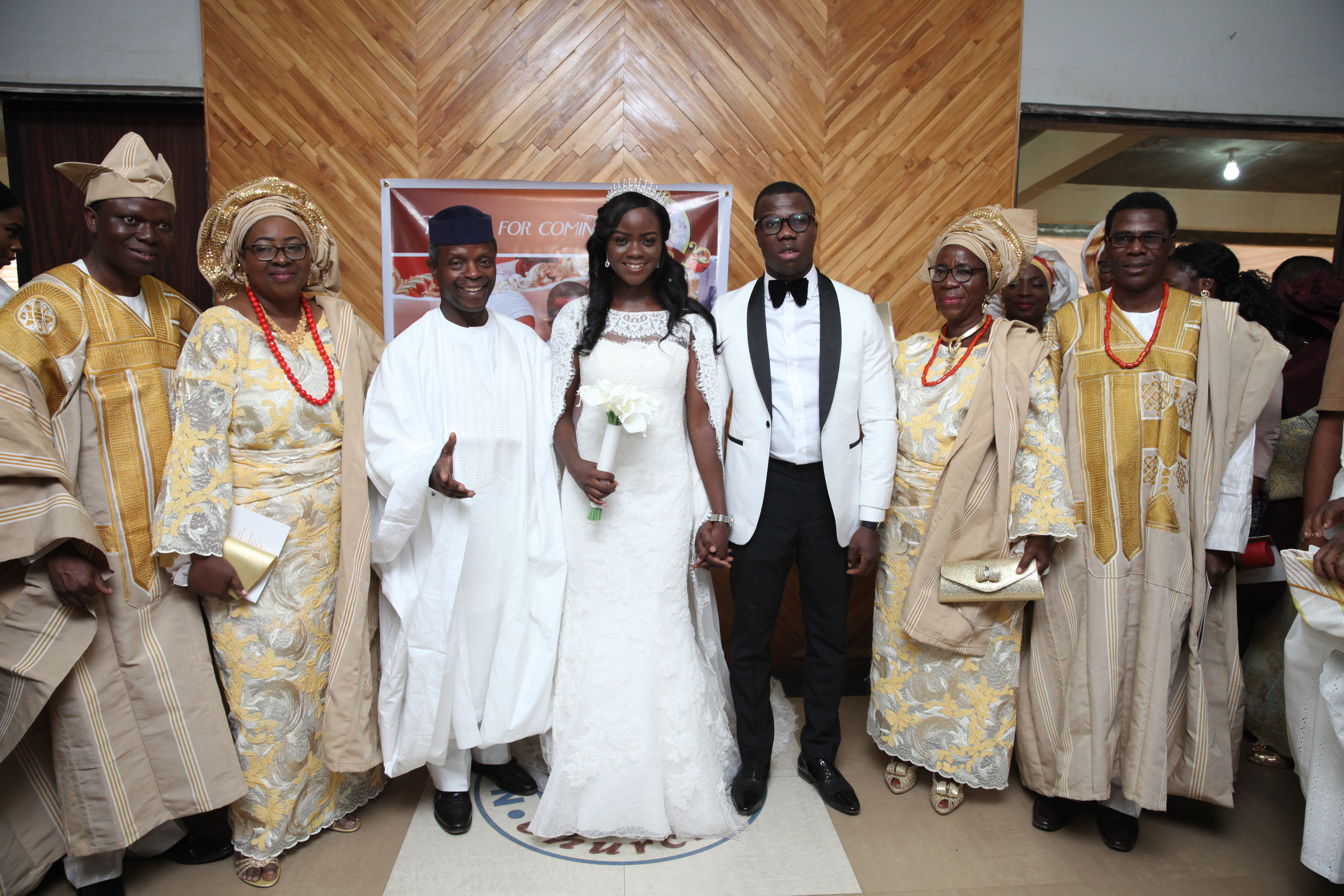 VP Osinbajo Attends Marriage Of Omolola And Ayokunle Quadri At New Covenant Church Kaura, Abuja On 30/01/2016