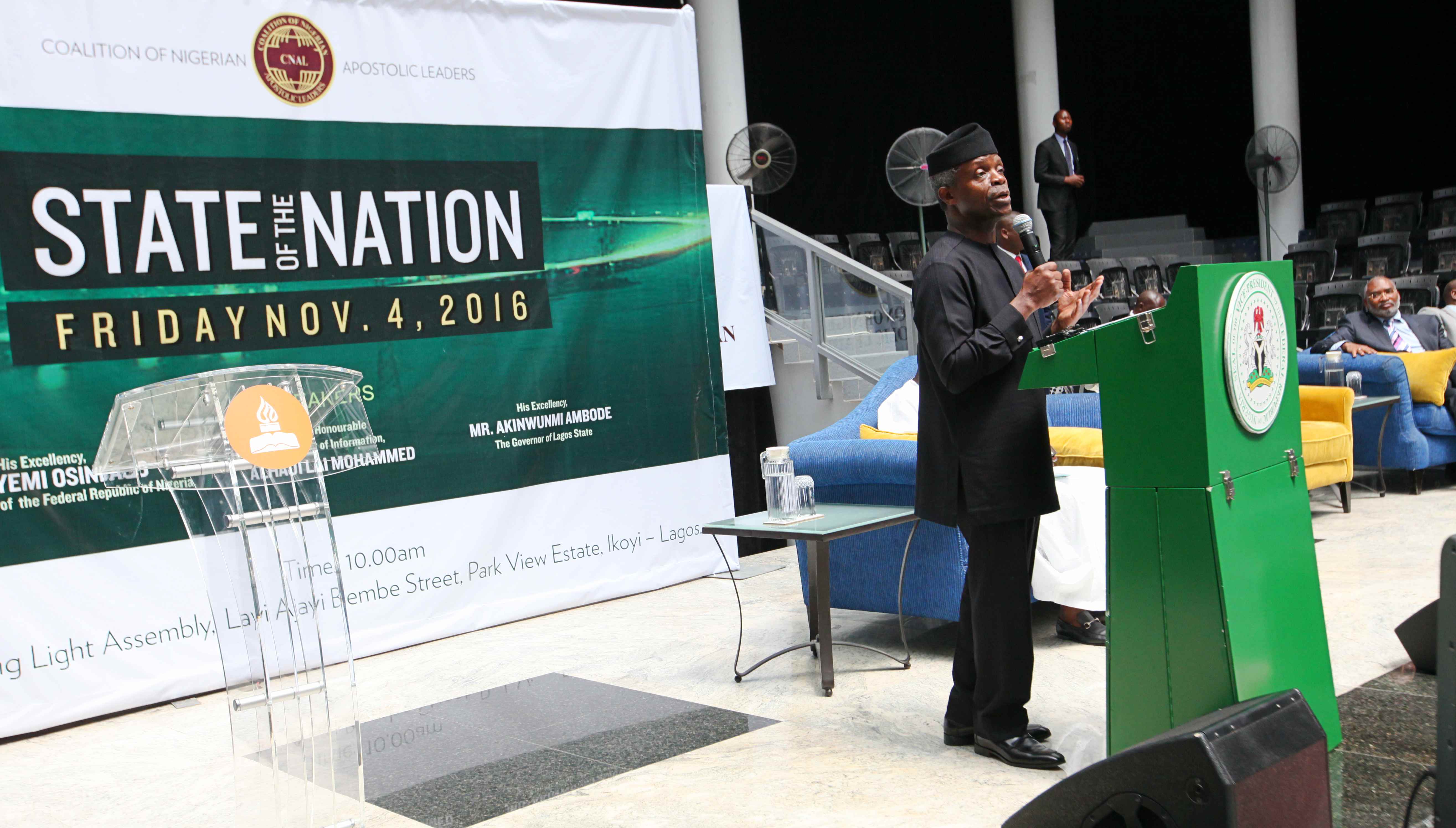 VP Osinbajo Attends The State Of The Nation At Guiding Light Assembly, Park View Estate, ikoyi Lagos On 04/11/2016