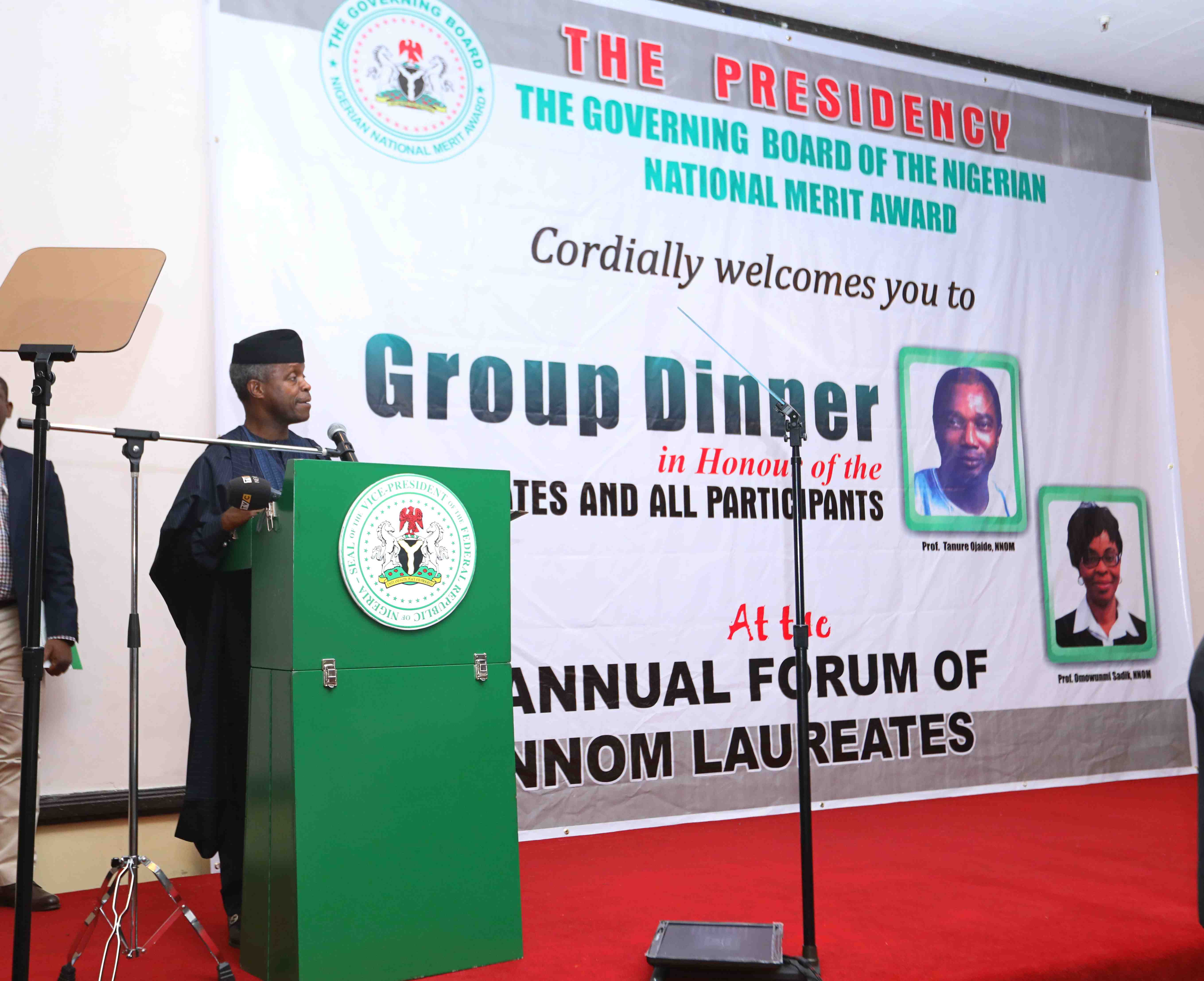 VP Osinbajo At The Investure & Group Dinner In Honour Of NNOM Laureates At The 9th Annual Forum Abuja Sheraton Hotel & Towers, Abuja On 01/12/2016