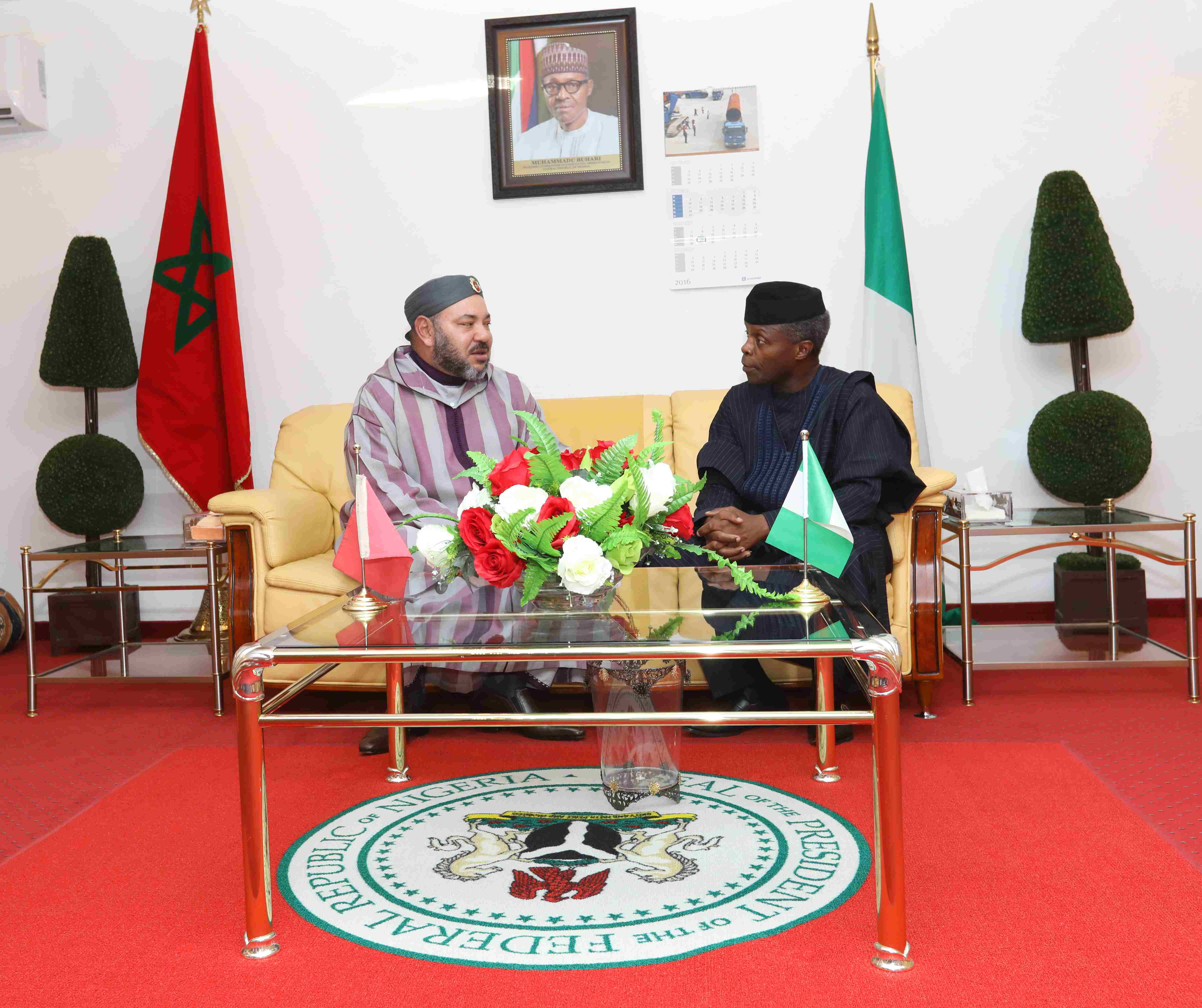 VP Osinbajo Welcomes His Majesty, King Mohammed VI, King Of Morocco To Nigeria On 01/12/2016
