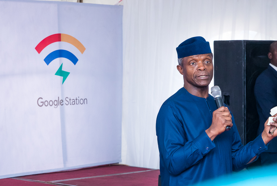 VP Osinbajo Launches Google WIFI Station At Wuse Market On 06/12/2018