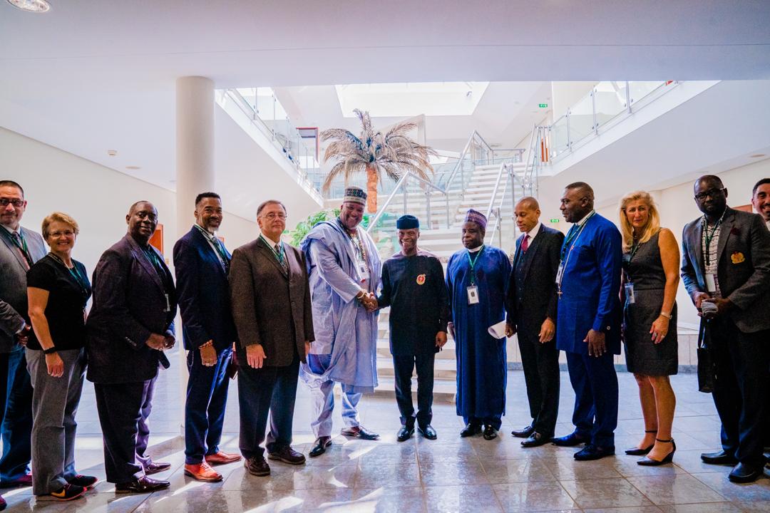 VP Osinbajo Receives Delegation From US-based Bridgeway Community Church, Led By Its Founder, Dr. David Anderson; Alongside Delegation From Nigerians In Diaspora Commission Led By Its Executive Secretary, Engr. Dr. Sule Yakubu Bassi On 22/10/2019