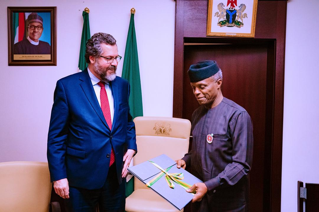 VP Osinbajo Meets With Mr Ernesto Araujo, Brazil’s Minister Of External Resources On 10/12/2019