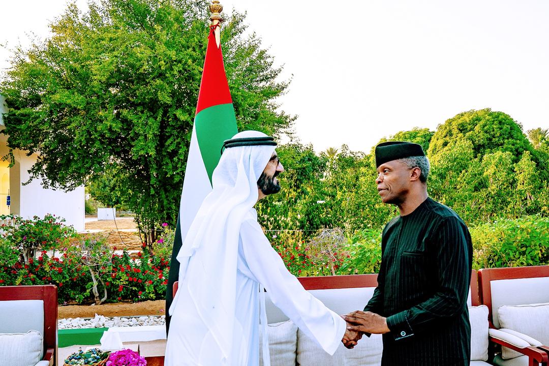 VP Osinbajo Received By Sheik Mohammed Bin Zayed Al Nayan, Crown Prince Of Emirate Of Abu Dhabi & Deputy Supreme Commander Of UAE Armed Forces & Sheikh Mohammed Al Maktoum, VP & Prime Minister Of UAE, Ruler Of Dubai At Al Ain Palace On 09/12/2019