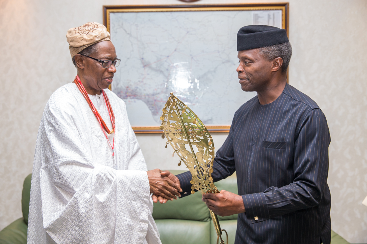 Ag President Osinbajo Receives The Olowo Of Iwo At The State House On 08/06/2017