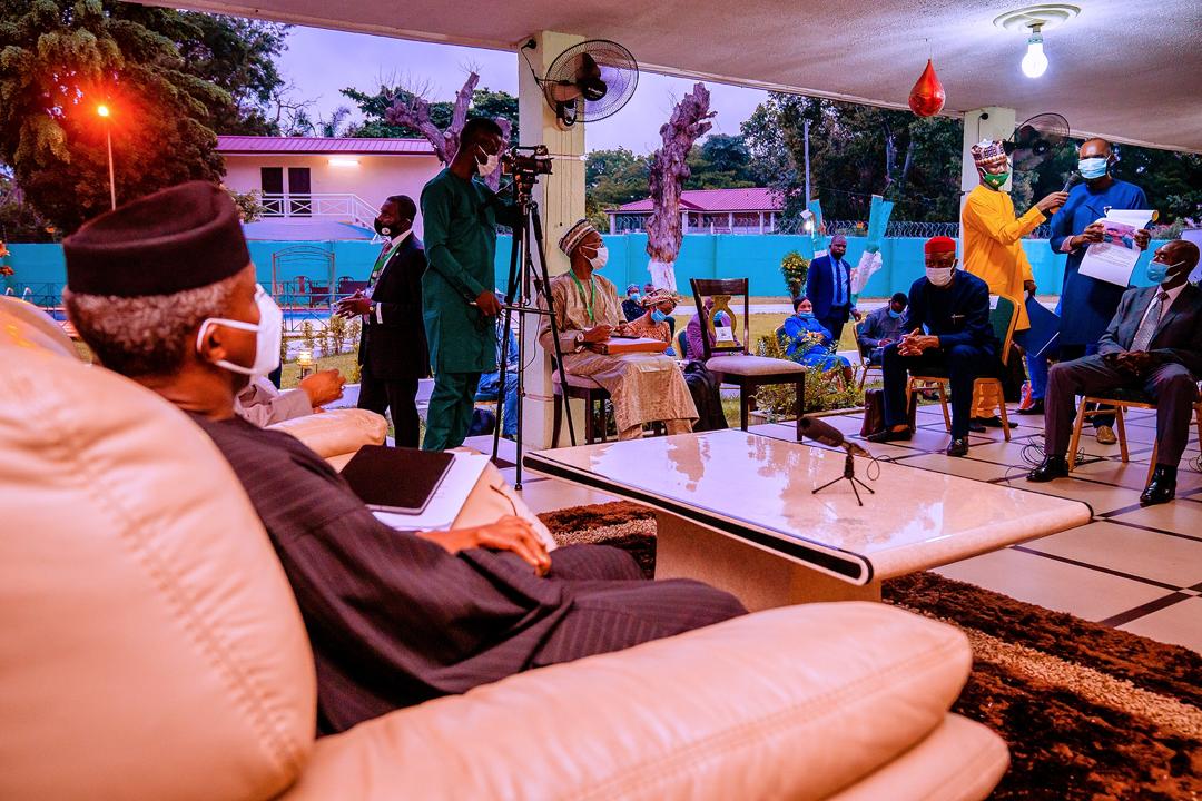 VP Osinbajo Interacts With Representatives Of The Nigerian Community In Ghana, Visits Site of Demolished Building On 15/09/2020