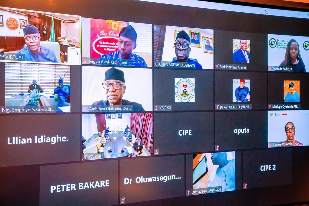 VP Osinbajo Holds Virtual Meeting With Members Of The Organized Private Sector On 21/06/2021