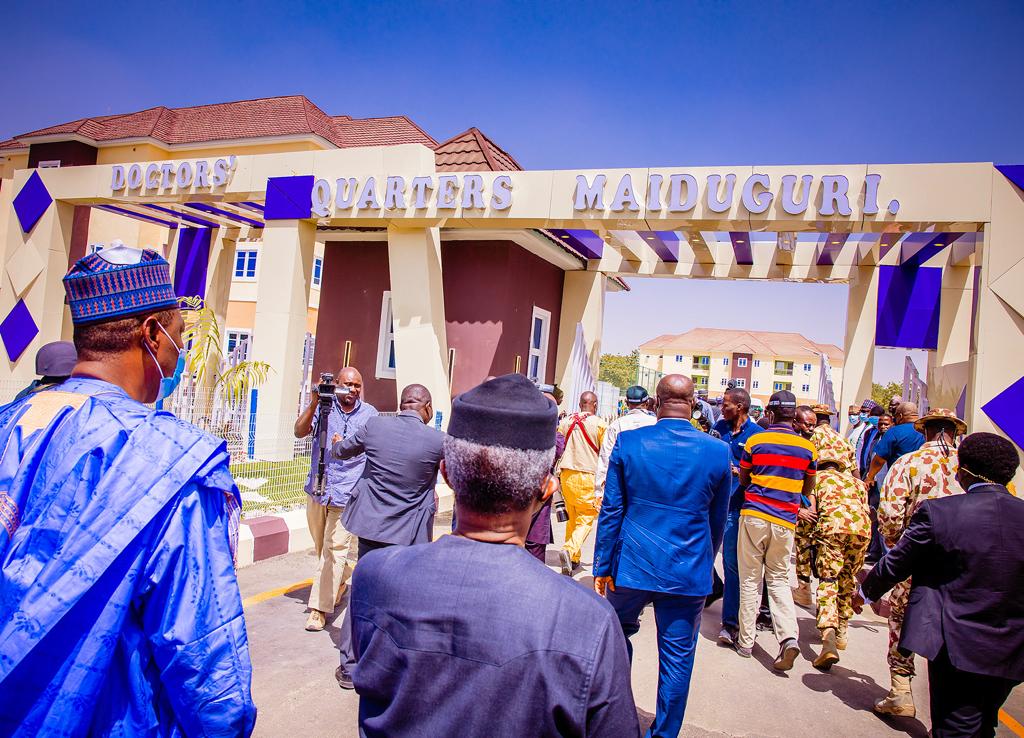 VP Osinbajo In Maiduguri, Commissions & Inspects The Legacy Doctors’ Quarters On 24/02/2022