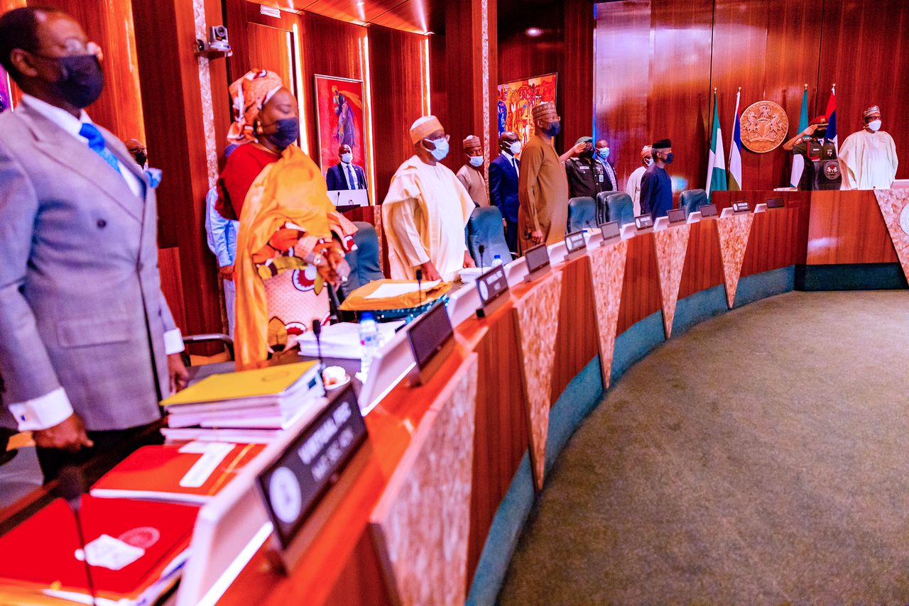President Buhari Presides Over Federal Executive Council Meeting; One Minute Silence Observed For Victims Of Abuja-Kaduna Rail Attack, 30/03/2022