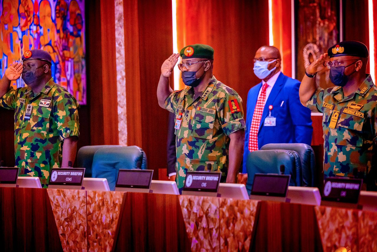 President Buhari Presides Over The National Security Council Meeting In The Council Chambers On 21/04/2022