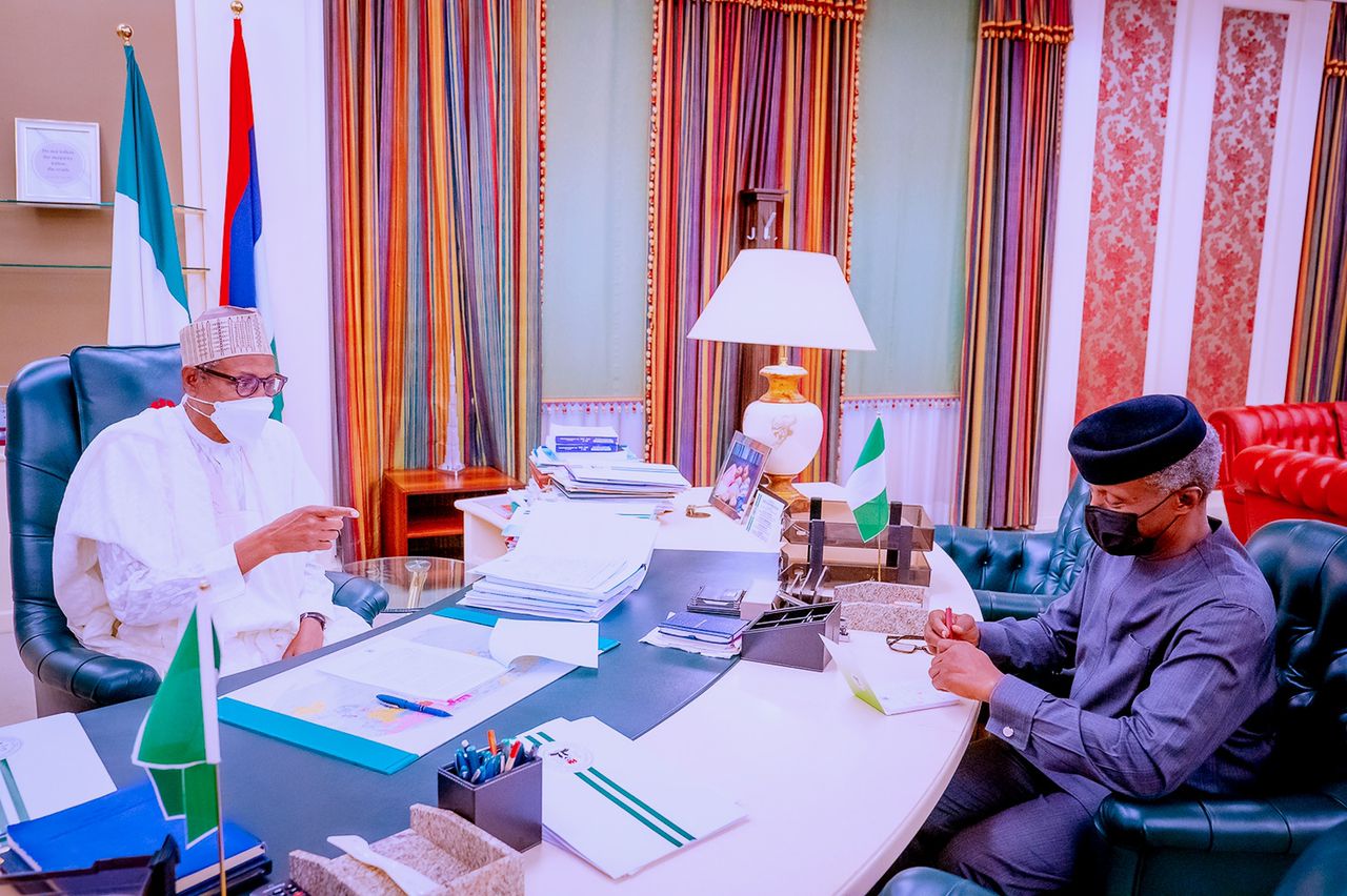 President Buhari Receives Briefing From VP Osinbajo At The Statehouse On 19/04/2022