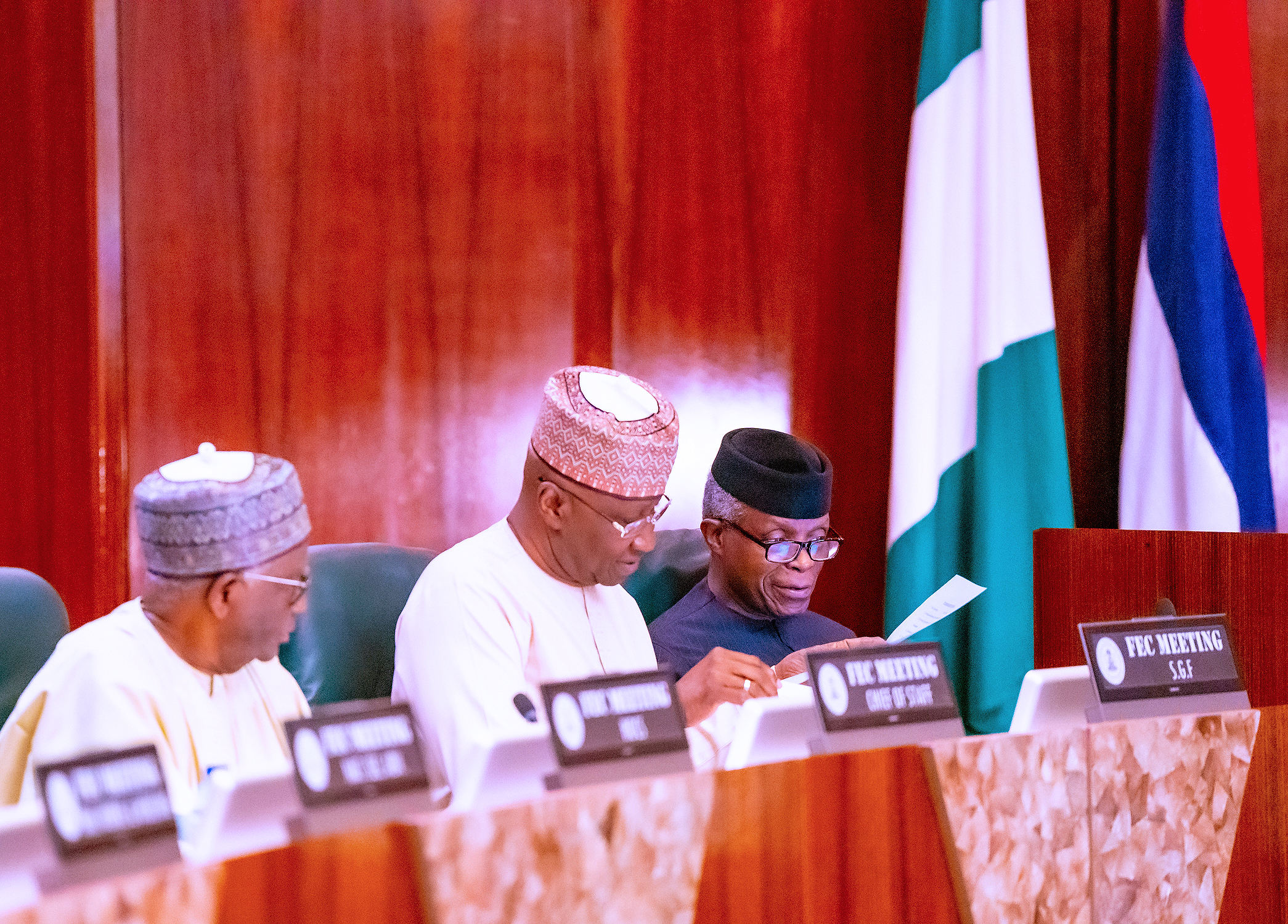 VP Osinbajo Presides Over The Federal Executive Council Meeting; Observed 1 Minute Silence In Honour of Former Minister Of Justice, Prince Bola Ajibola On 12/04/2023